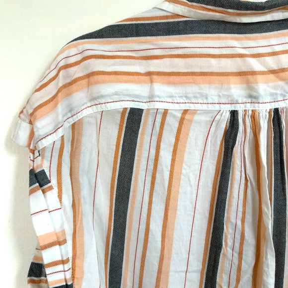 2/$25 Japana Button Down Striped Peach Grey Large - Picture 4 of 5